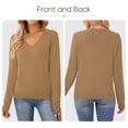 thumbnail image 5 of QUALFORT Women’s 100% Cotton V-Neck Pullover Sweater, Long Sleeve Lightweight Sweater for Women, Soft Classic Solid Color Knit Top, 5 of 9