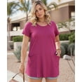 thumbnail image 2 of TIYOMI Women's Plus Size Deep Pink Tops 3X Summer Short Sleeve Tops Crewneck Shirts Pocket Workout Pullover Solid Basic Casual T-Shirt Loose Fit Summer Tee 3XL 22W 24W, 2 of 6