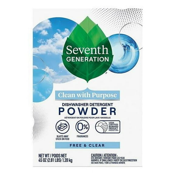 Seventh Generation Automatic Dishwashing Powder, Free & Clear, 45 Oz Packaging May Vary
