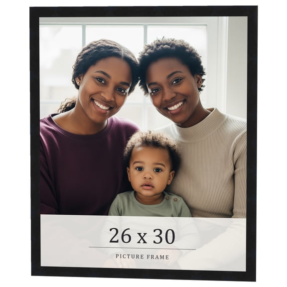 26x30 Frame Black Real Wood Picture Frame Width 0.75 inches | Interior Frame Depth 0.5 inches |