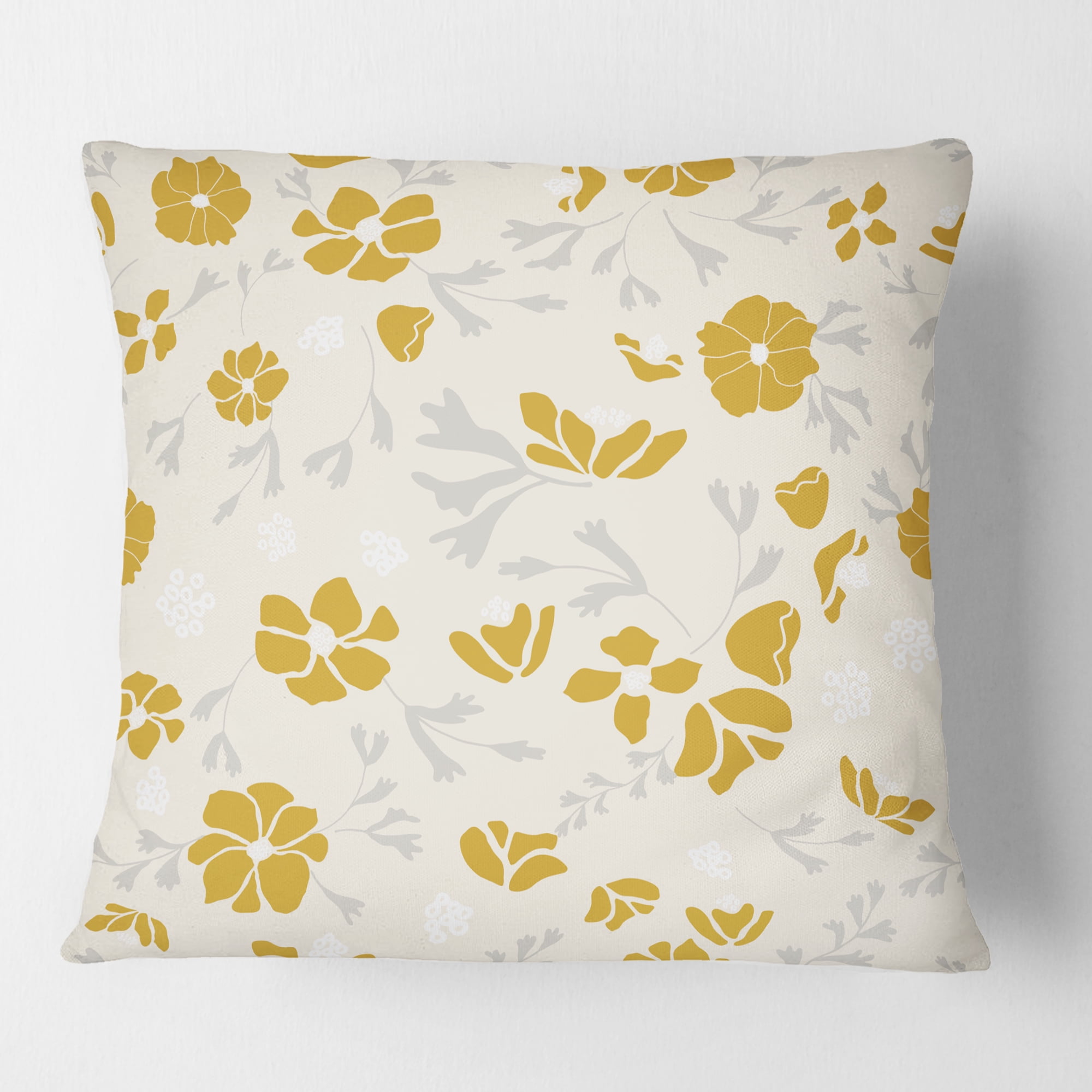 Designart Retro Handdrawn Poppies III' Mid-Century Modern Throw Pillow - 18x18