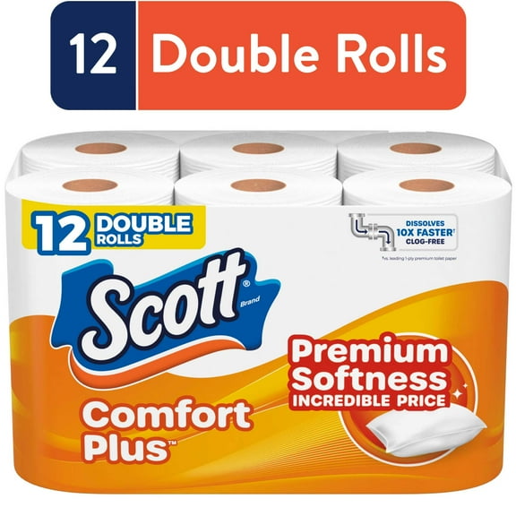 Scott ComfortPlus Toilet Paper, 12 Double Rolls