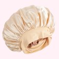 thumbnail image 1 of Extra Big Size Satin Silk Bonnet Cap with Frontal Wrap Wide Band Colorful Fade Print Soft Nightcap Hair Protection Sleep Cap RoseGold 70, 1 of 6