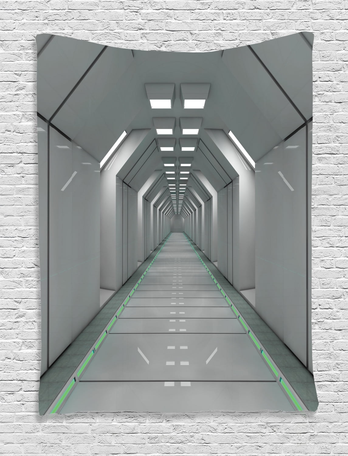 Futuristic Tapestry Sci Fi Corridor Inside Space Station Ship Laboratory Technology Fiction Picture Art Wall Hanging For Bedroom Living Room Dorm