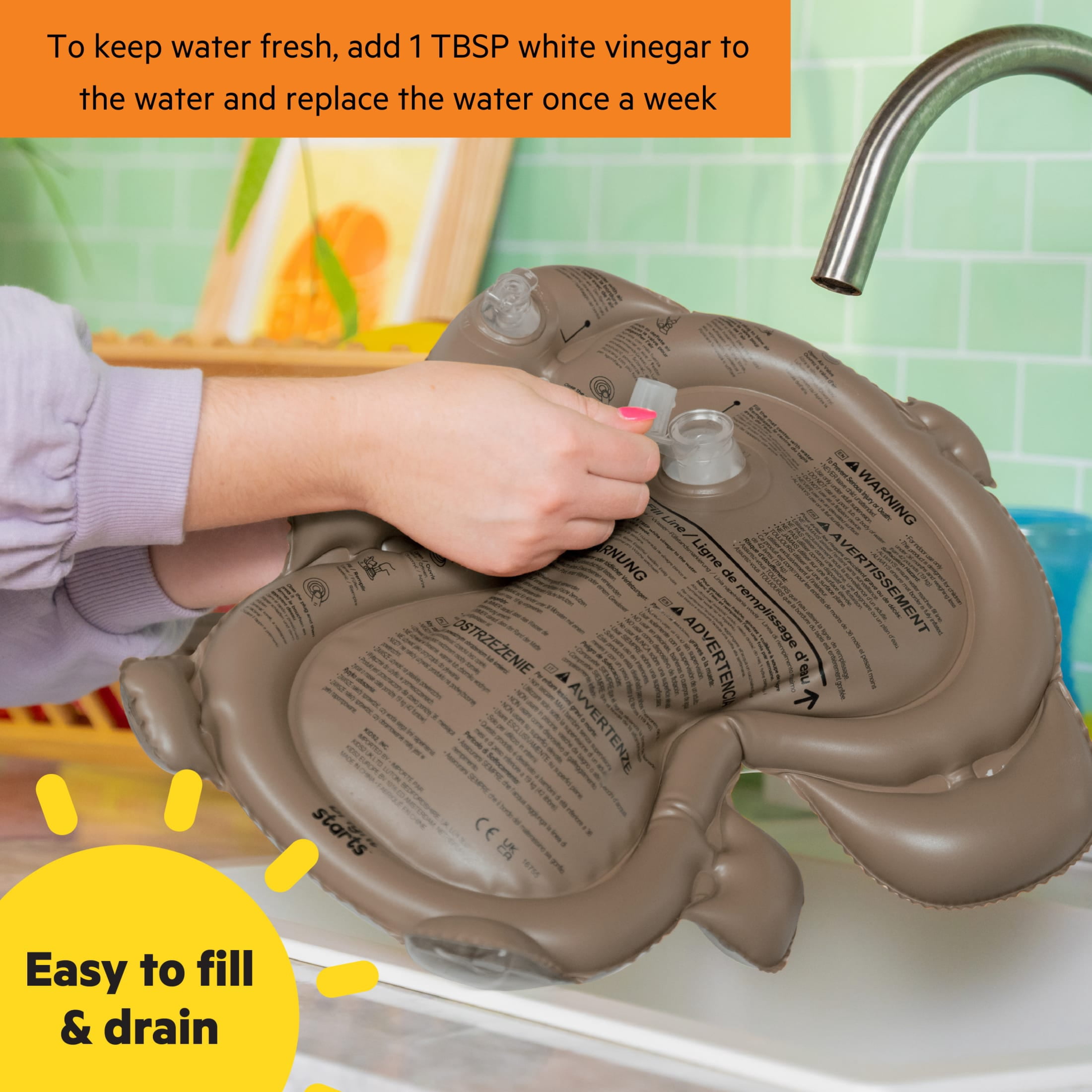 Bright Starts Hungry Monkey Tummy Time Water Mat, Newborn, Unisex
