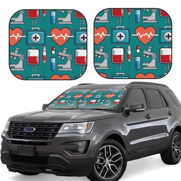 Fotbe Medical Elements Juego de 2 Piezas de Parasoles para Parabrisas | Bloqueador Solar para Auto | Accesorios Plegables para Protección Solar Interior-Small