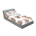 thumbnail image 2 of Ambesonne Floral Fitted Sheet & Pillow Sham Set, Romance Love Wedding, Twin, Dark Coral Blue Tan, 2 of 2