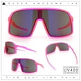 thumbnail image 2 of Boys Kids Size Color Mirror Large Shield Sport MTB Plastic Sunglasses Pink - Purple Mirror, 2 of 8