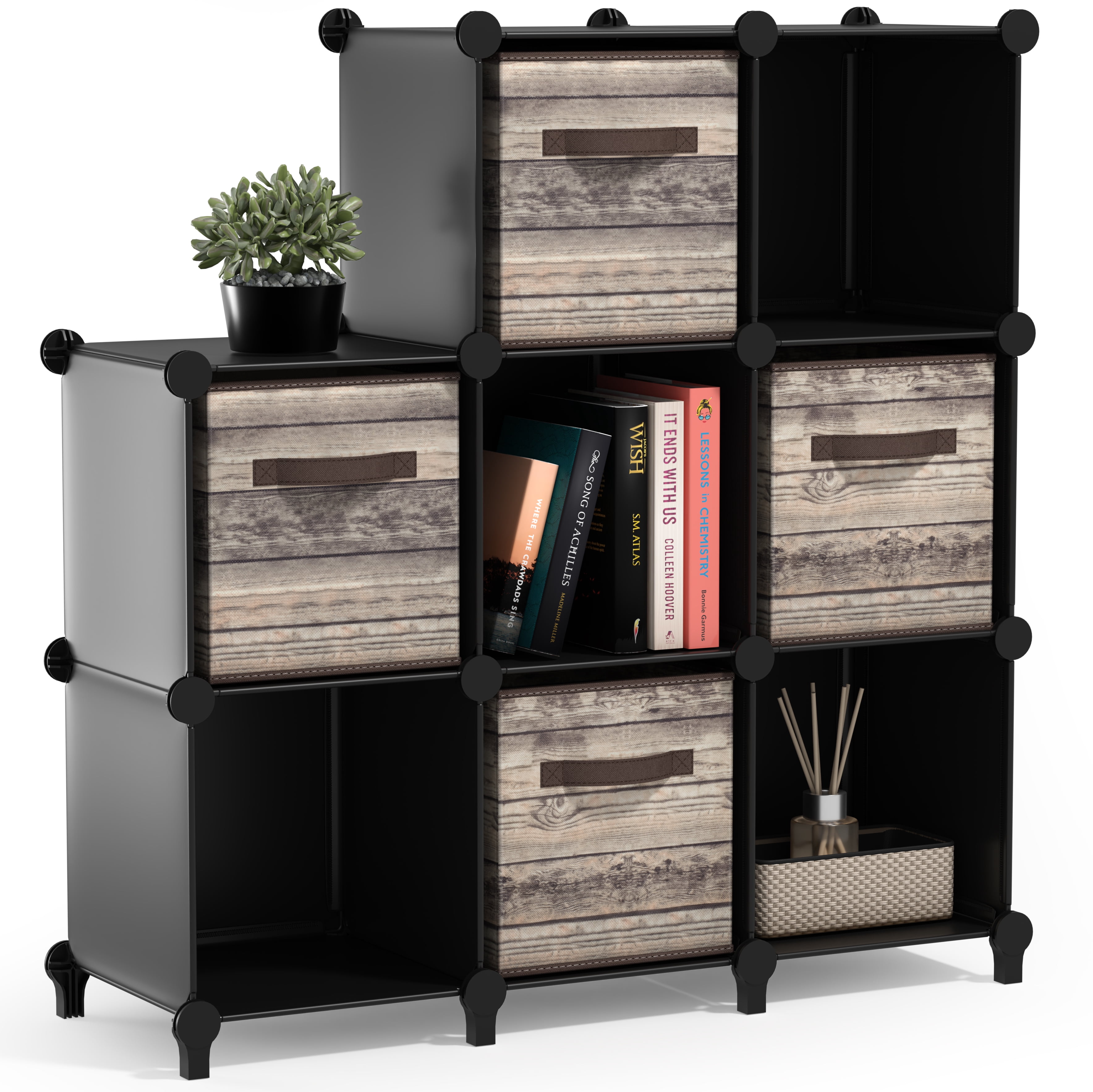 Sorbus 8-Cube Modular Storage Organizer for Home & Office, Waterproof, Black