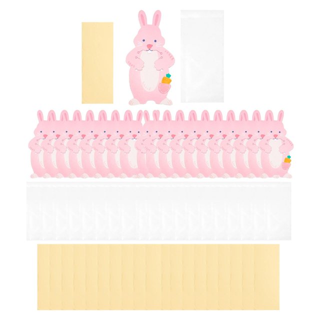 ZheElen Easter Rabbit Lollipop Bags with alike,adding a festive Pink Greeting Cards for Candy Snack Cookies