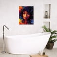 thumbnail image 5 of African American Wall Art Fashion Black Girl with Blue Red Yellow Curly Hair Canvas Wall Art Graffiti Black Women Framed Wall Art for Living Room Bedroom Bathroom Home Decor Ready to Hang,12x12 Inches, 5 of 7