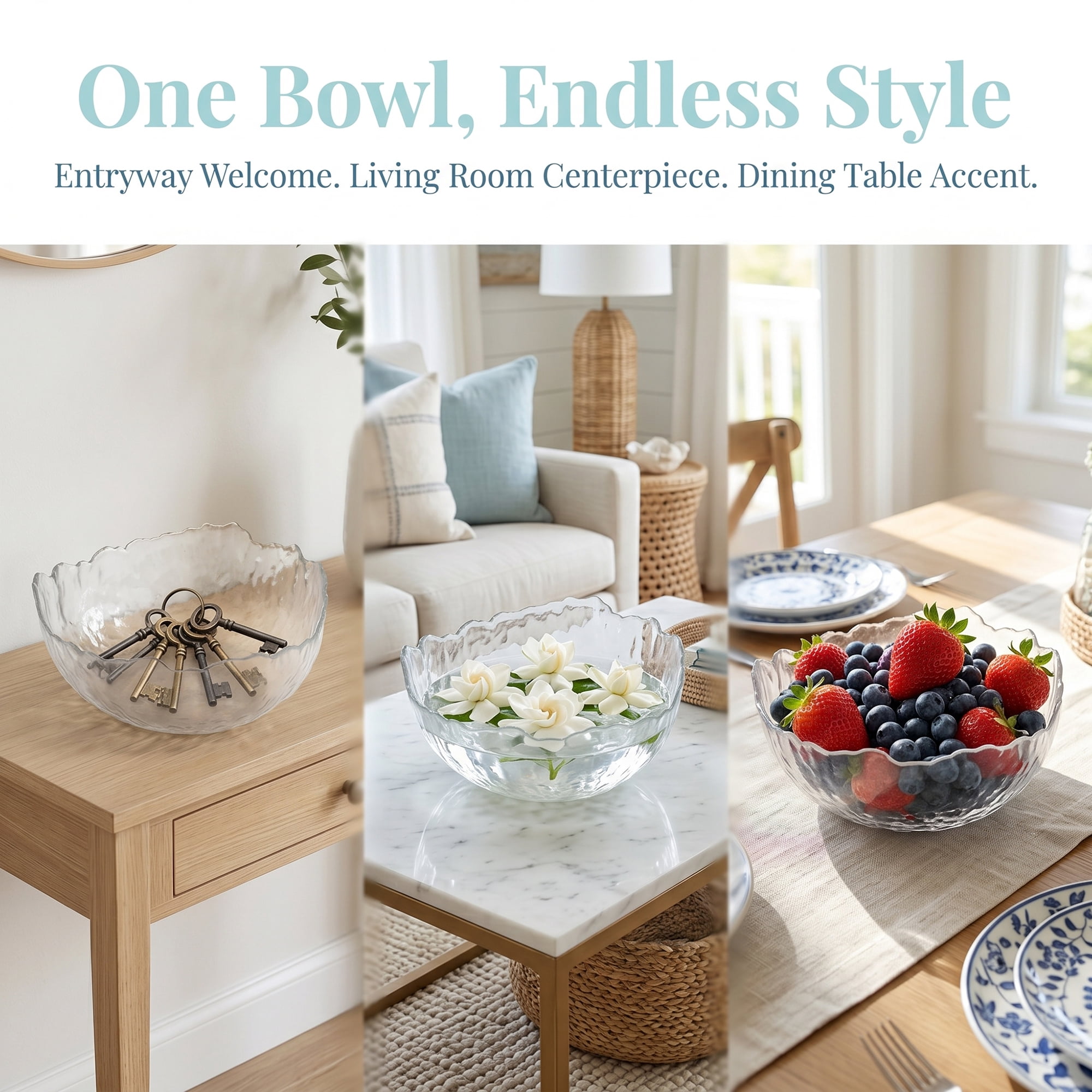 Unique Bargains Glacier Bowl Wavy Pedestal for Home Decor Clear 6.5"L x 6.5"W x 3.1"H
