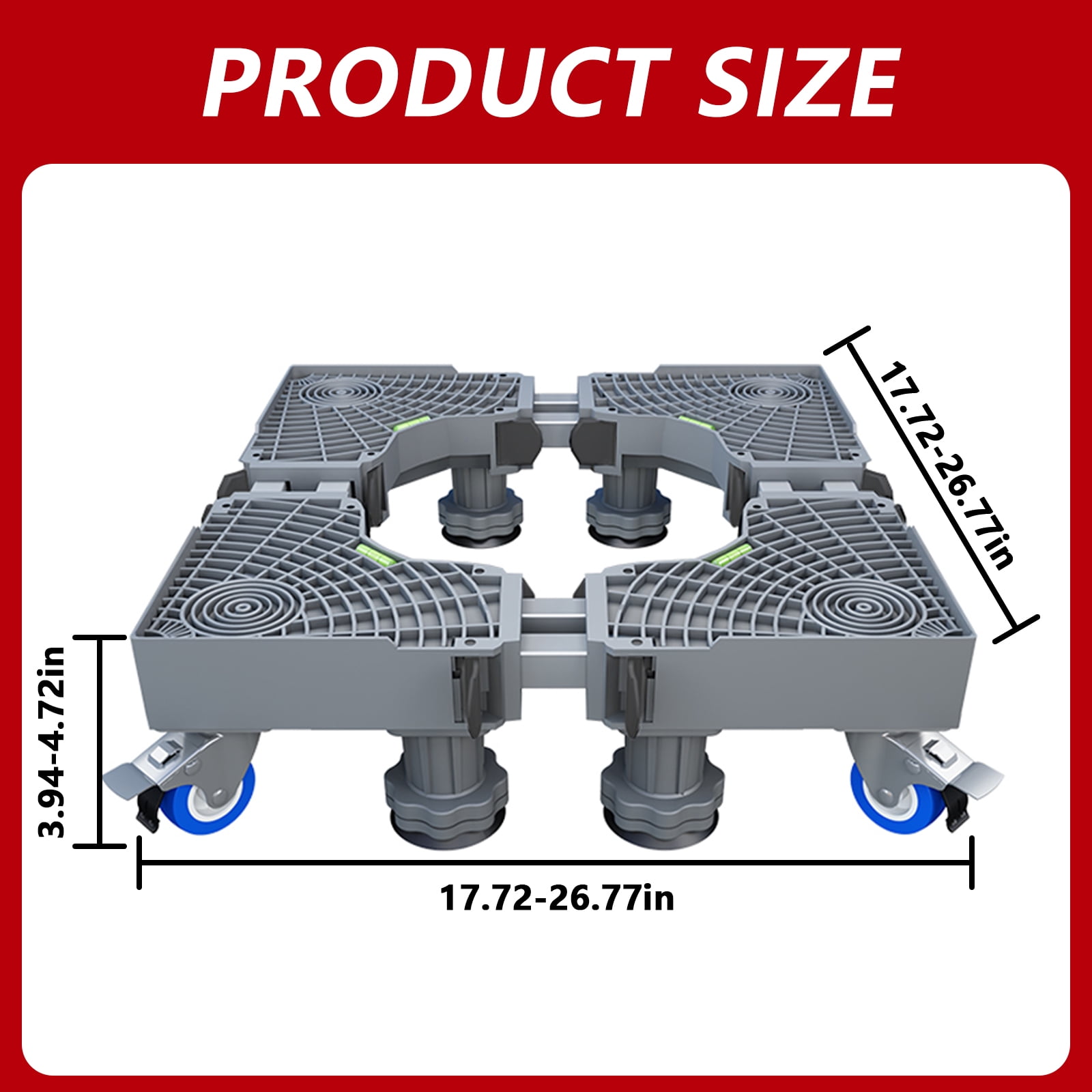 Aniceparthy Mini Fridge Stand Adjustable Refrigerator Stand the universal washing machine bracket has universal wheels Mobile Base Stand Enhanced dual tube 8-legged 4-wheel mobile model