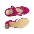 thumbnail image 4 of BLISSFUL STEP Women's Open Toe Crisscross Lace Up Block Heel Sandals Hot Pink 6, 4 of 7