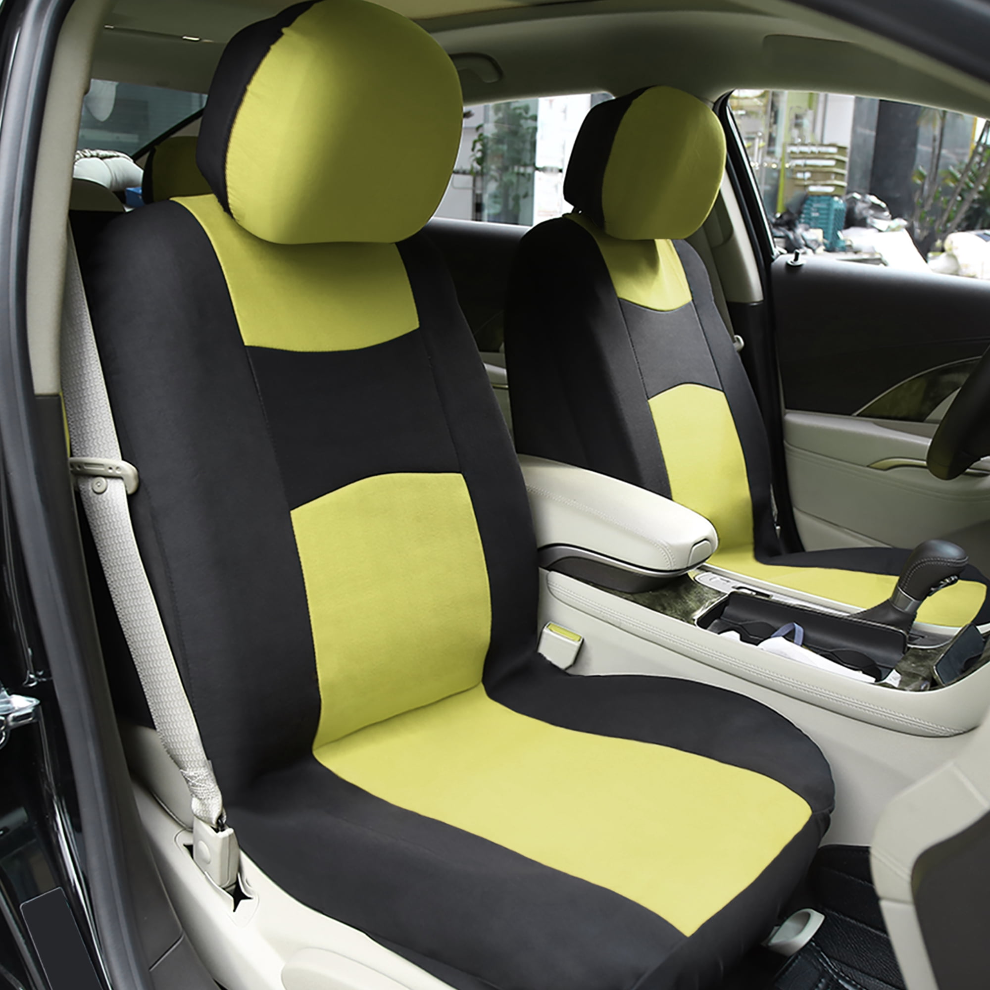 Unique Bargains 9Pcs Universal Fit Full Car Seat Cover Kit Black Yellow