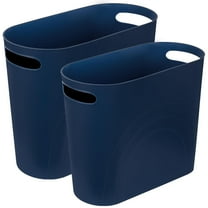 Small Trash Can, Slim Garbage Can Plastic Waste Basket with Handles 3.5 Gallon Container Bin for Narrow Spaces Bathroom, Bedroom, Kitchen, Office at Home, 2 Pack Teal Blue