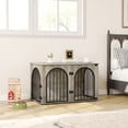 thumbnail image 3 of Hzuaneri Dog Crate Furniture, 39.4" Wooden Dog Kennel with Cushion, Indoor Dog Cage for Medium to Large Dog, Decorative Pet House Side End Table TV Stand, Heavy Duty, Greige Black, 3 of 10