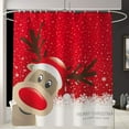 thumbnail image 4 of Paquete de 4 juegos de baño navideños con alfombras antideslizantes, tapa de inodoro, alfombrilla de baño y cortina de ducha con 12 ganchos para decoración navideña A brillar Electrónica, 4 of 4