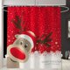 thumbnail image 4 of Paquete de 4 juegos de baño navideños con alfombras antideslizantes, tapa de inodoro, alfombrilla de baño y cortina de ducha con 12 ganchos para decoración navideña A, 4 of 4
