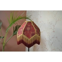 BespokeByNikita Scallop Dome Red Brocade Glass Dome Lamp Shade 1 Count