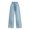 Blue, variant on CPNG Girls Rhinestone Jeans Elastic Waist Straight Wide Leg Denim Pants Fashionable Loose Casual Denim Trousers Streetwear