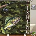 thumbnail image 3 of 4PCS Fishing Shower Curtain Sets with Rugs, Bass Fish Shower Curtain, Waterproof Fabric Shower Curtain, Cabin Lodge Hunting Country Rustic Farmhouse Husband Men Bathroom Decor, Fishing Gifts, 3 of 7