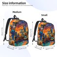 thumbnail image 3 of Honeii Neon Shanghai Cityscape Night Print Canvas College Laptop Backpack, Durable Rucksack Travel Notebook Bag School Backpack Book Bag for Men Women-Small, 3 of 7