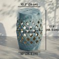 thumbnail image 3 of Outsunny 13" x 18" Outdoor Ceramic Garden Stool, Blue, 3 of 10
