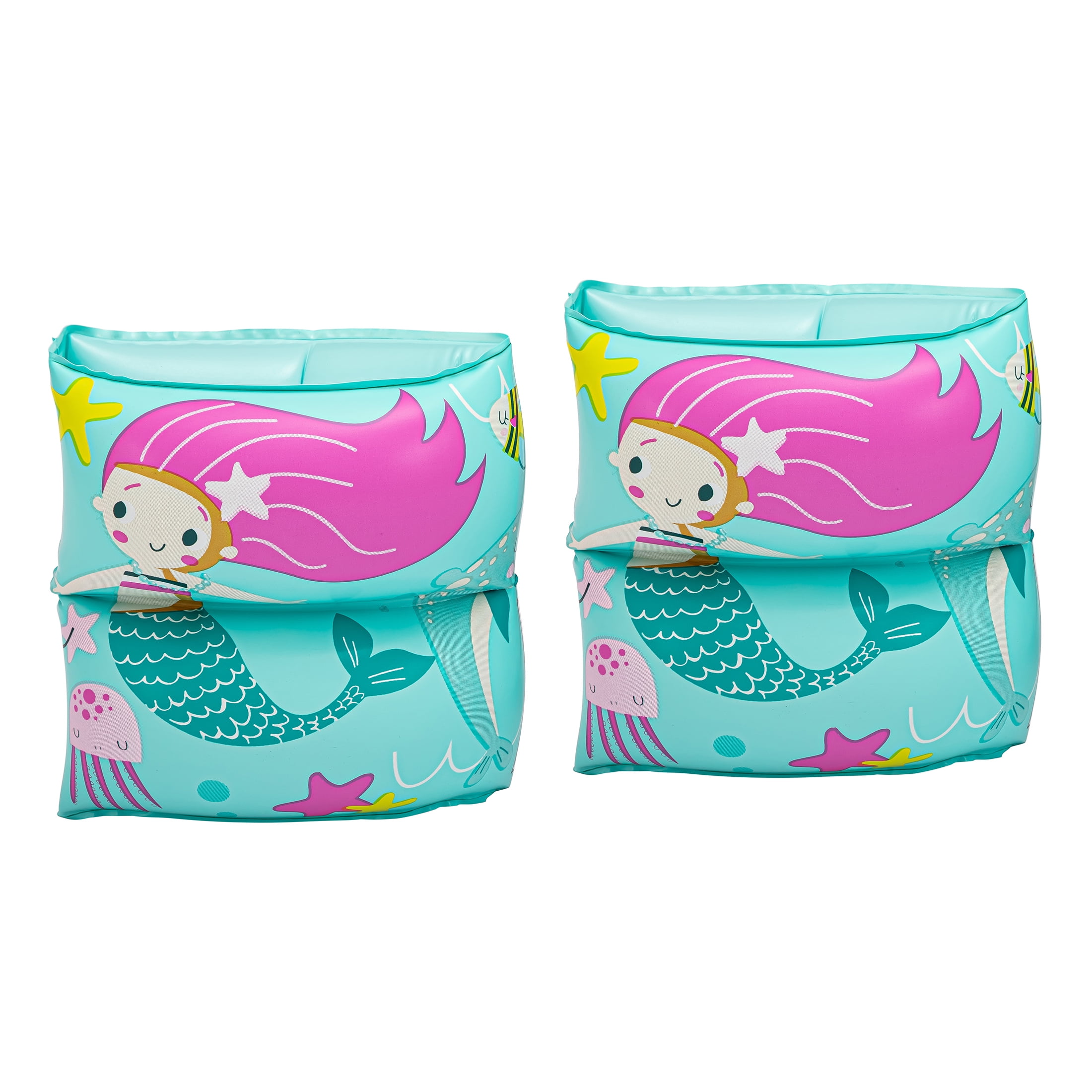 (2 pack) Bluescape Mermaid Inflatable Printed Kids Armbands for Swimming and Floating, Ages 3 to 6, Unisex