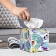 thumbnail image 6 of Lsque Cactus Printed Tissue Box Cover Holder, Facial Paper Organizer Dispenser,Square with Bottom Belt, PVC Leather Decorative Organizer, 6 of 8