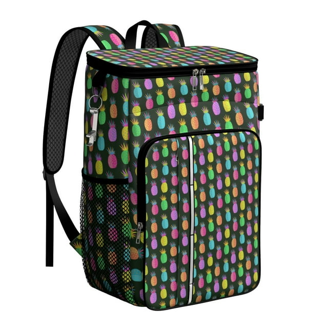 Sac à Dos Glacière à Imprimé d'Ananas, Motif de Fruits Tropicaux Jaunes, Sac Isolé Étanche pour la Plage, la Randonnée et le Voyage