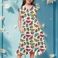 thumbnail image 2 of Robes Décontractées pour Grandes Filles, Fête, Manches Volantées, Imprimé Coloré, Robe à Étages, Vêtements pour Enfants à Taille Extensible, Taille 12-13T, 2 of 6