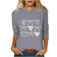 thumbnail image 3 of RKSTN Valentines Gift 3/4 Length Sleeve Womens Tops Oversized Crewneck Valentine Day Loves Heart Graphic Print Short Sleeve T Shirt Womens Casual Plus Size Round Neck Three Quarter Sleeve Tee Shirt, 3 of 6