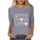 thumbnail image 3 of RKSTN Valentines Gift 3/4 Length Sleeve Womens Tops Oversized Crewneck Valentine Day Loves Heart Graphic Print Short Sleeve T Shirt Womens Casual Plus Size Round Neck Three Quarter Sleeve Tee Shirt, 3 of 6