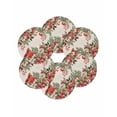 thumbnail image 7 of 13 Inch Round Placemats Set of 6, Cardinal Bird Non Slip Heat Insulation PP Table Mats, Pine Cones Poinsettia Berry Floral Beige Washable Place Mats for Kitchen Dining Party Table Decor, 7 of 7