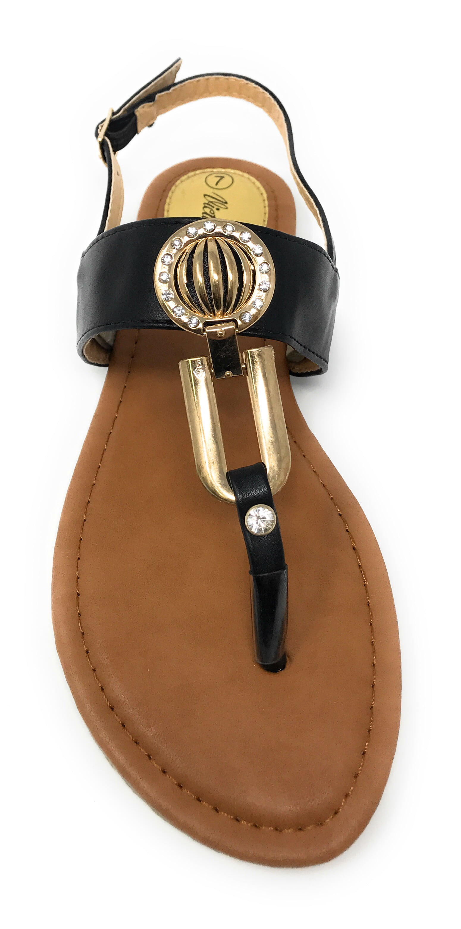 Victoria K Women's Rhinestone and Gold medallion Sandals