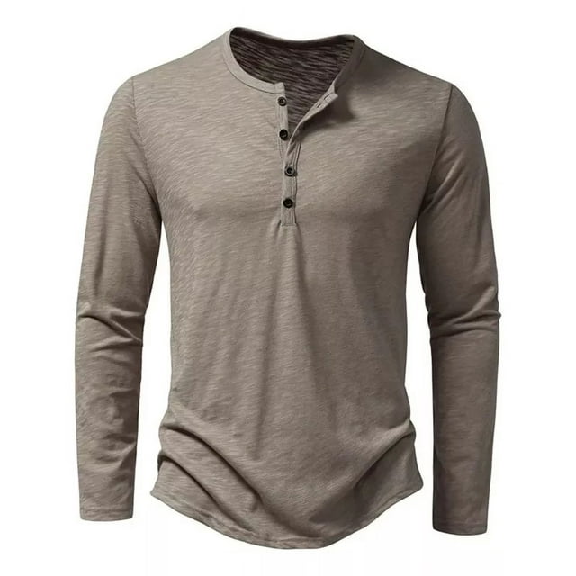 Camisa Con Botones Algodón Para Hombre, Manga Larga Botones