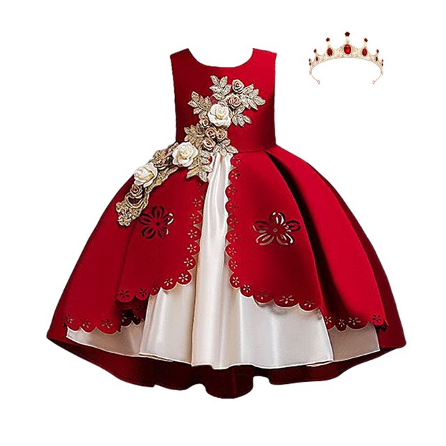 2023 verano bebé niña vestido de fiesta ropa para niños elegante cumpleaños princesa boda graduación baile traje 3 -12 años Vestidos6-7T (etiqueta 130) Gao Jinjia LED