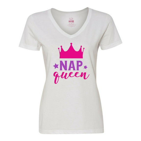 Inktastic Nap Queen, Princess, Crown, Stars, Sleep, Sleeping Women's V-Neck T-Shirt