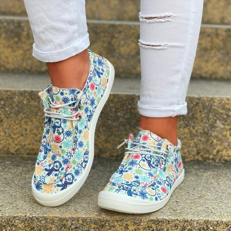 

MIASHUI Ladies Fashion Exquisite Christmas Print Lace Up Comfort Flat Casual Shoes Autumn Winter Casual Shoes for Women