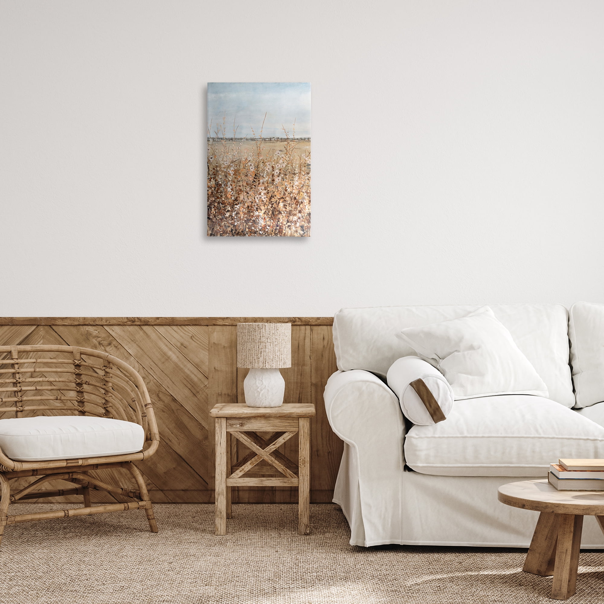 Stupell Industries Neutral Meadow Sprigs Landscape & Nature Painting Wrapped Canvas Art Print Wall Art, 16 x 24