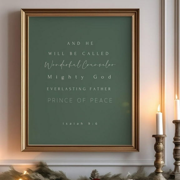 Zuno Christmas Bible Verse Print Isaiah 9:6 Scripture Wall Art Christmas Wall Prints Bible Verse Printable Christian Christmas Decor- Wall Art Print, 8x12 UNFRAMED