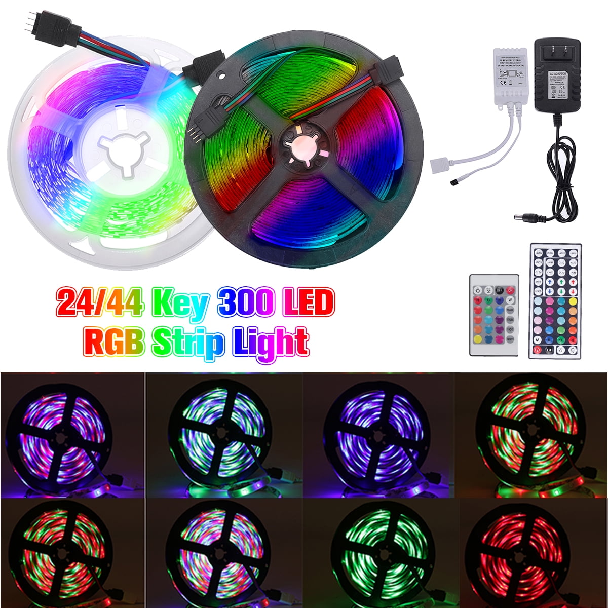 16.4ft RGB 2835 WaterResistant LED Strip Light SMD with 44/24 Key