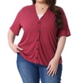 thumbnail image 2 of DARING DIVA Women's Plus Button Down Sheer Knitted Sweater 3X Burgundy, 2 of 6