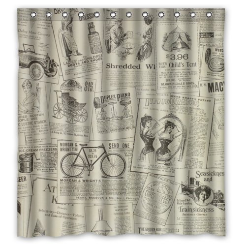 ABPHQTO Cortina de ducha de papel clásico Cortina de ducha impermeable 160x180 cm