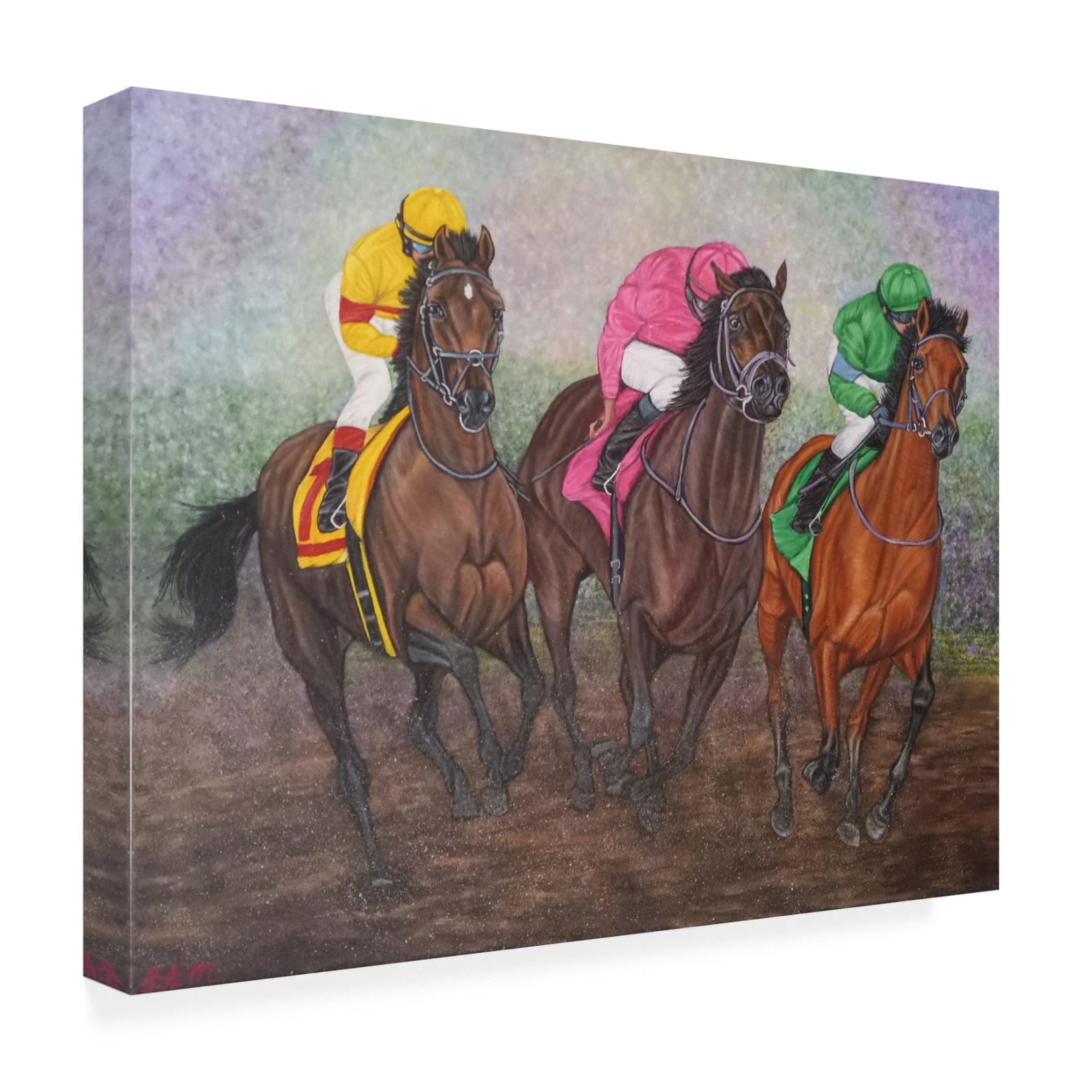Canvas Wall Art - Sofya Mikeworth 'Horse Racing Derby' Wall Art for Living Room, Bedroom, or Office Décor by Trademark Fine Art - 19 x 14 Inches