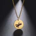 thumbnail image 2 of Cazador Women's Necklace Hair Stylist Scissors Comb Round Pendant Stainless Steel Gold Color Jewelry Birthday Mother Day Gift45-50cm Gao Jinjia LED, 2 of 2