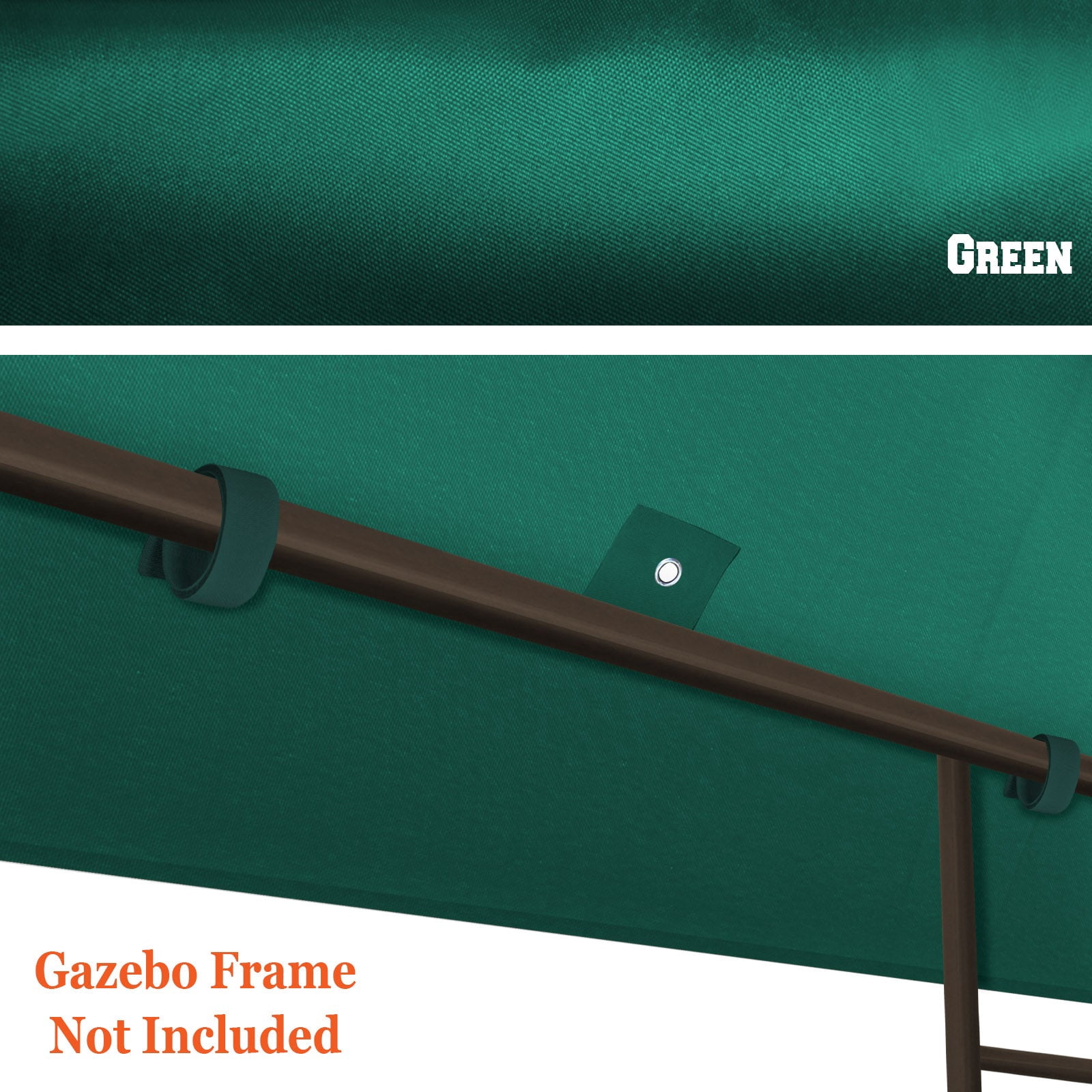 SUNRISEUMBRELLA 119“”x119” Gazebo Replacement Canopy Top Single Tier Canopy Top Cover(GREEN)