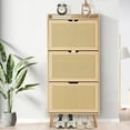 thumbnail image 1 of Armoire à Chaussures Yiwa en Rotin à Dessus Rabattable, Rangement Compact pour l'Entrée avec 3 Portes Rabattables et Tiroirs pour 12-15 Paires, 1 of 7