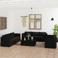 thumbnail image 2 of vidaXL 10 Piece Garden Lounge Set with Cushions Poly Rattan Black, 2 of 4